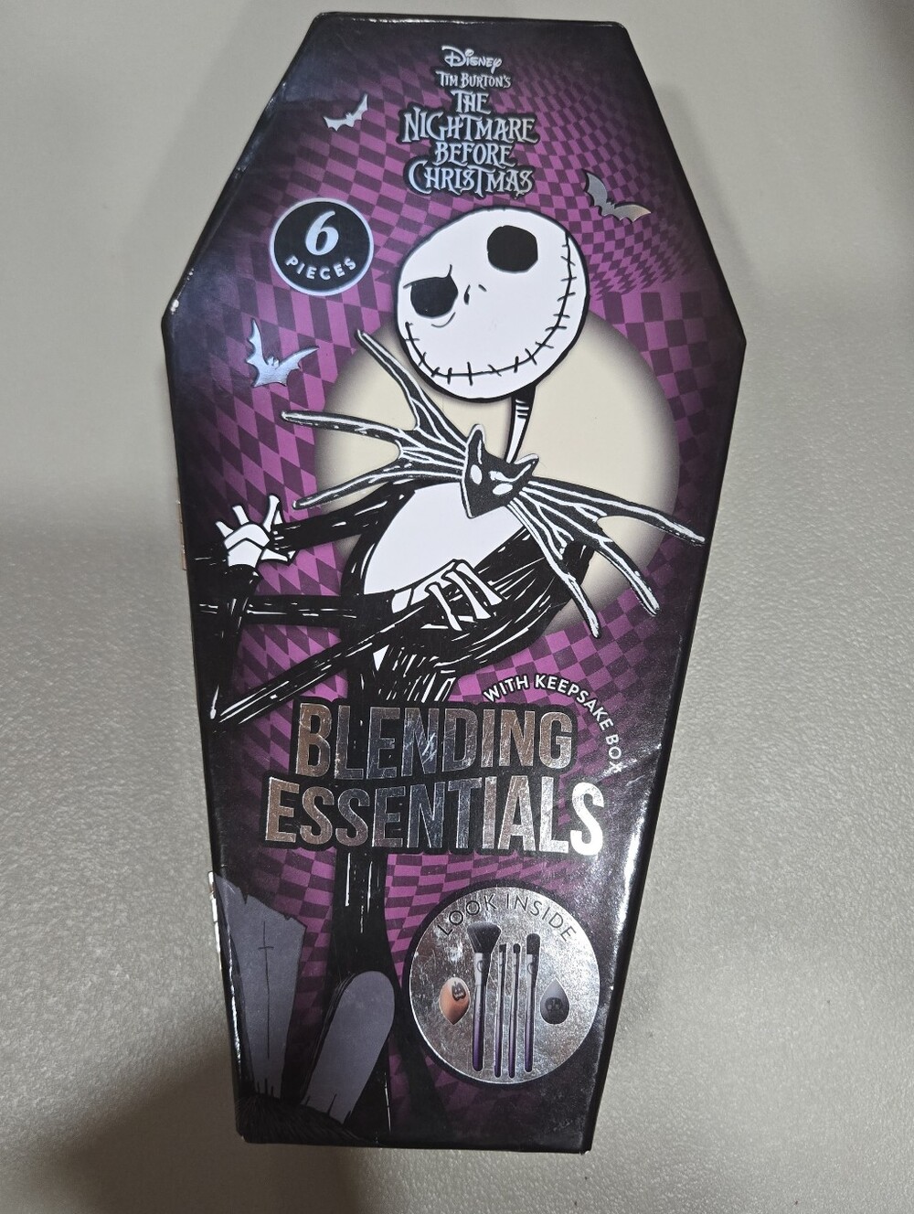 The Nightmare Before Christmas Makeup Brush Set. New 6 Pcs Jack Skellington